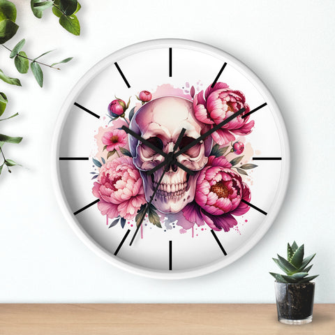 Sugar Skull Wall Clock Watercolor Home Decor by LoveNotely