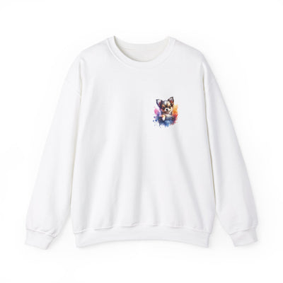 Chihuahua Dog in Pocket Crewneck Sweatshirt, Unisex Ethically Grown US Cotton Polyester Blend,  Watercolor Style by LoveNotely