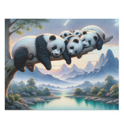 Giant Panda Bear Family Watercolor Puzzle (120, 252, 500-Piece)