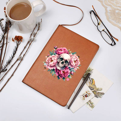 Floral Skull Blush and Magenta Peonies Quality Vegan Leather Journal