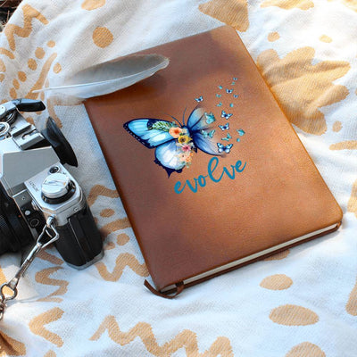 Evolve Butterfly Vegan Leather Graphic Journal with Ribbon Self-Improvement Personal Development
