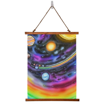 Watercolor Solar System Tapestry: Pastel Sky Art
